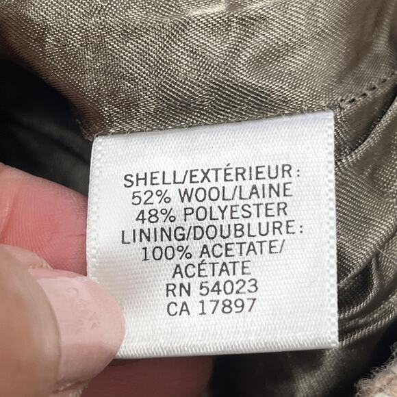 Banana Republic Houndstooth Wool Cropped Coat Jacket Beige Size 12 Classic Y2K - Picture 8 of 14